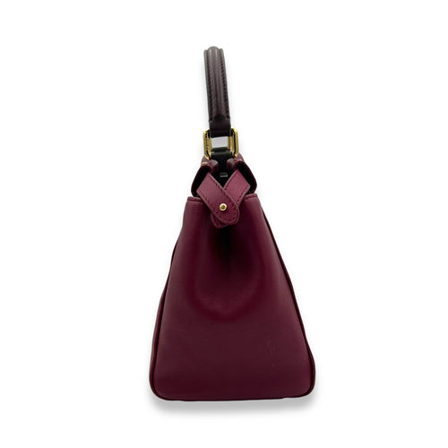 Peekaboo Mini Red Top Handle Bag in Calfskin, Gold hardware