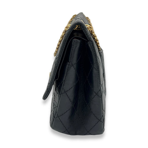 2.55 226 Medium Black Shoulder Bag in Calfskin, Gold hardware