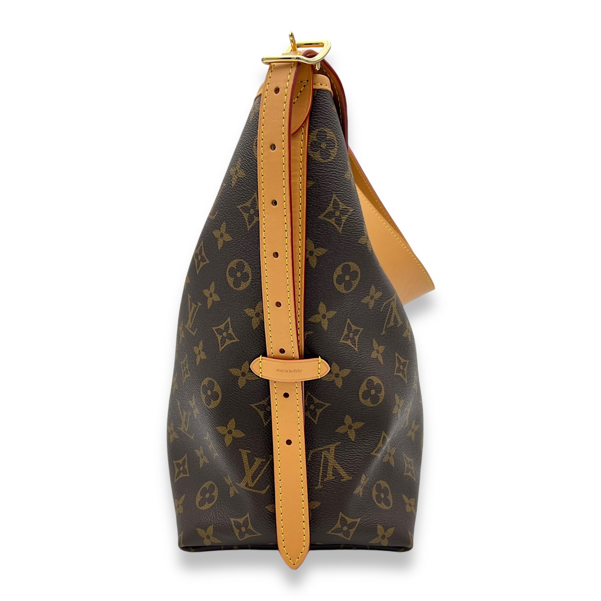 Carryall Shoulder Bag MM Brown in Monogram Coated Canvas, Gold hardware