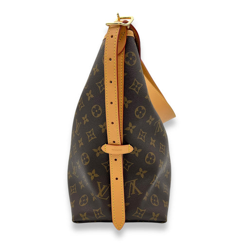 Carryall Shoulder Bag MM Brown in Monogram Coated Canvas, Gold hardware