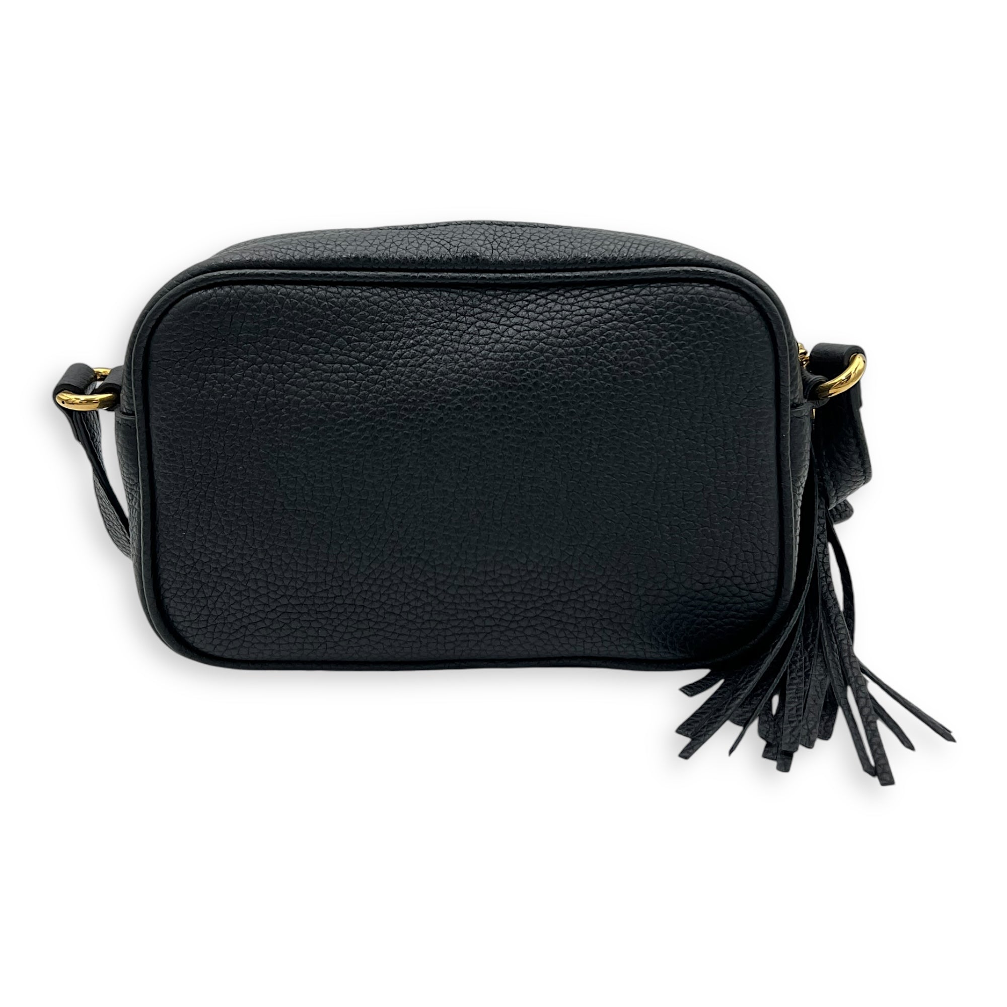 Soho Mini Black Crossbody Bag in Calfskin, Gold hardware