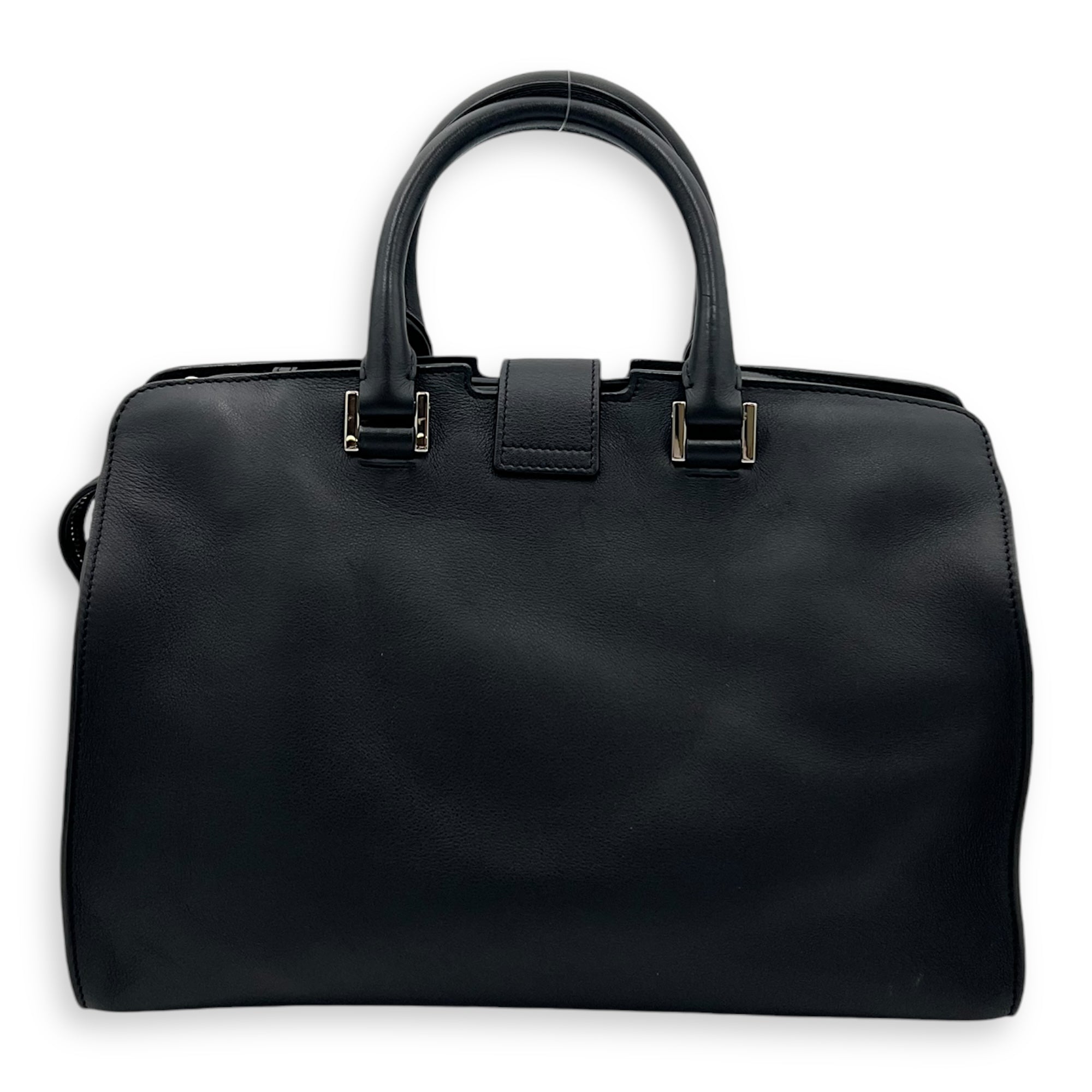 Monogram Cabas Black Top Handle Bag in Calfskin, Silver hardware