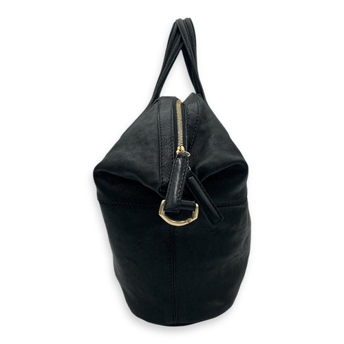 Nightingale Black Top Handle Bag in Lambskin, Gold hardware