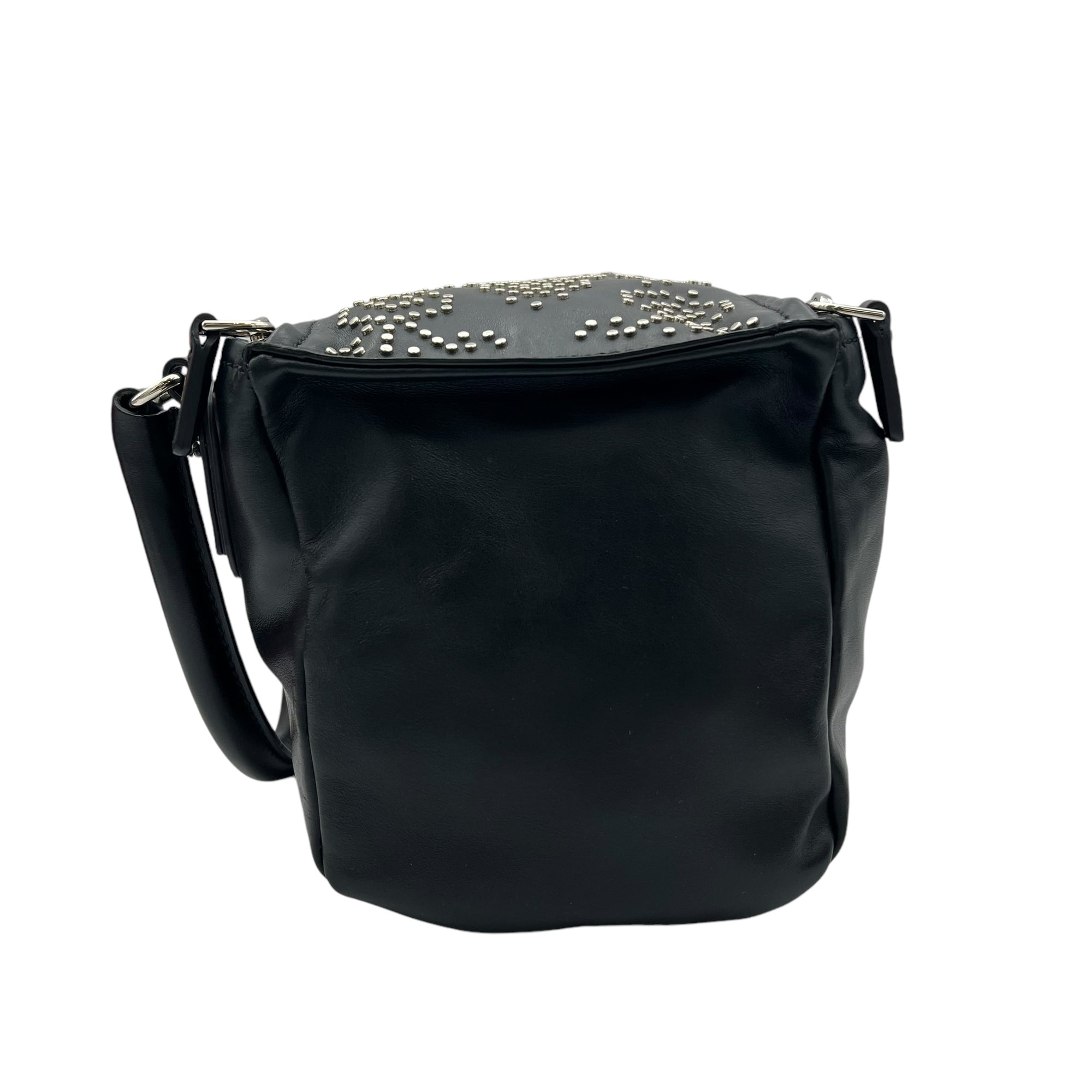 Pandora Top Handle Bag Black in Calfskin, Silver hardware