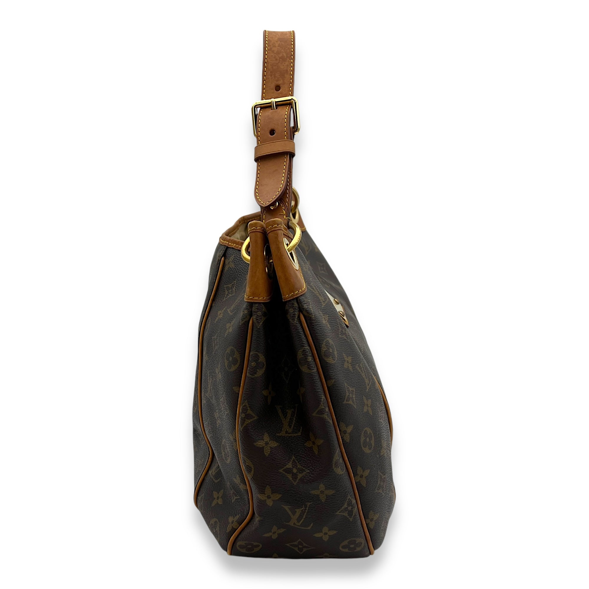 Galleria Shoulder Bag Brown in Monogram Coated Canvas, Gold hardware