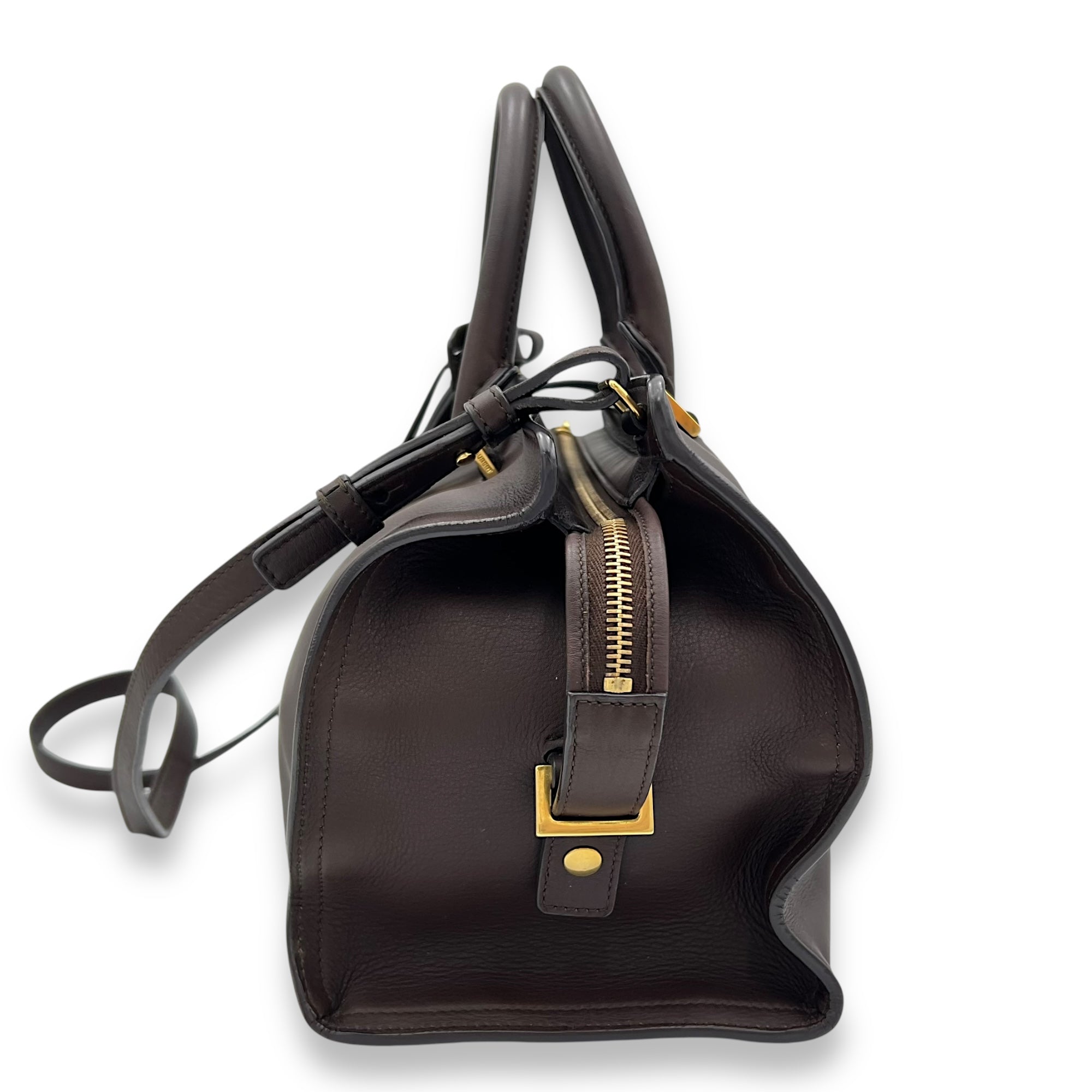 Chyc Top Handle Bag Brown in Calfskin, Gold hardware