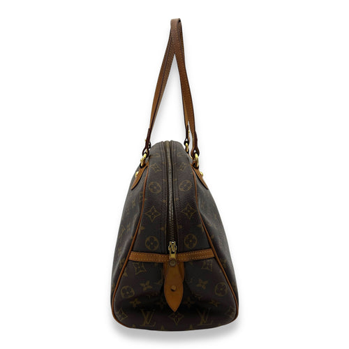 Montorgueil Top Handle Bag GM Brown in Monogram Coated Canvas, Gold hardware