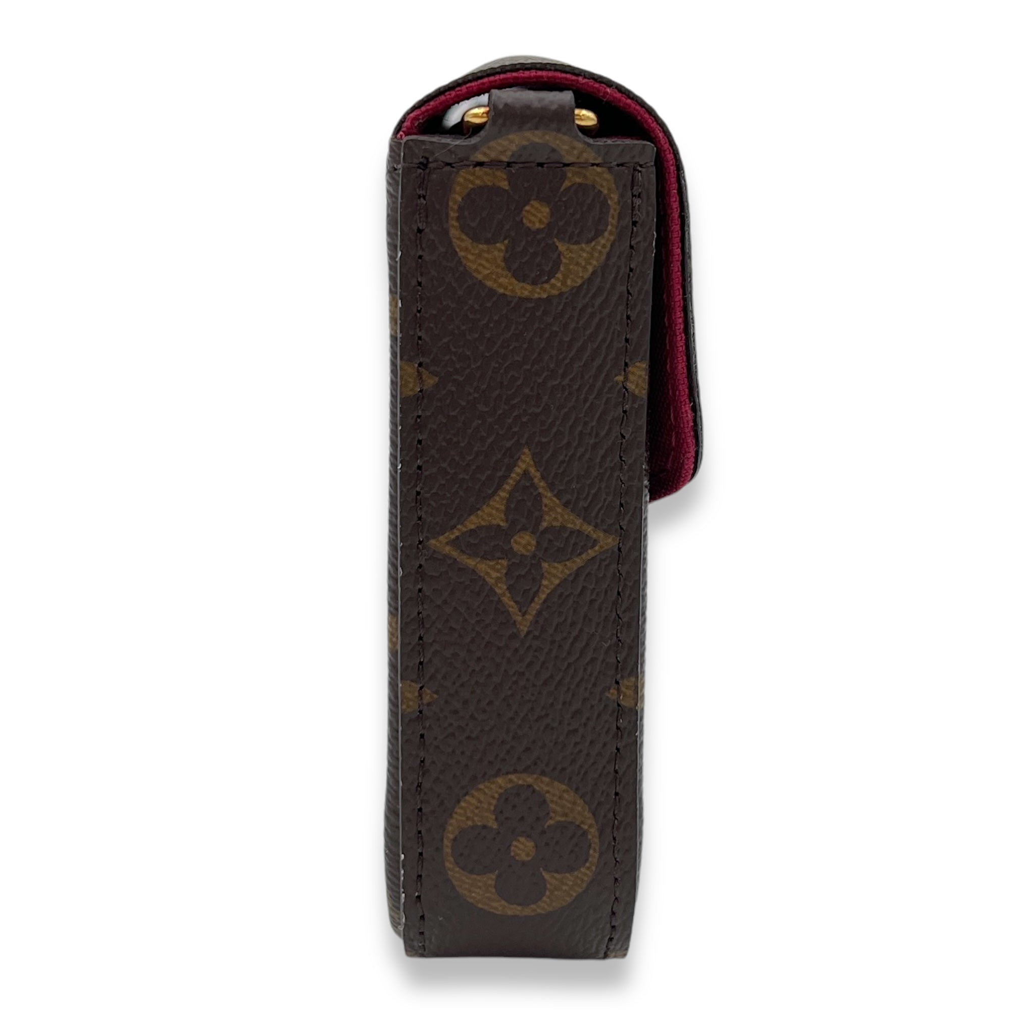 Felicie Wallet On Chain Brown in Monogram Coated Canvas, Gold hardware