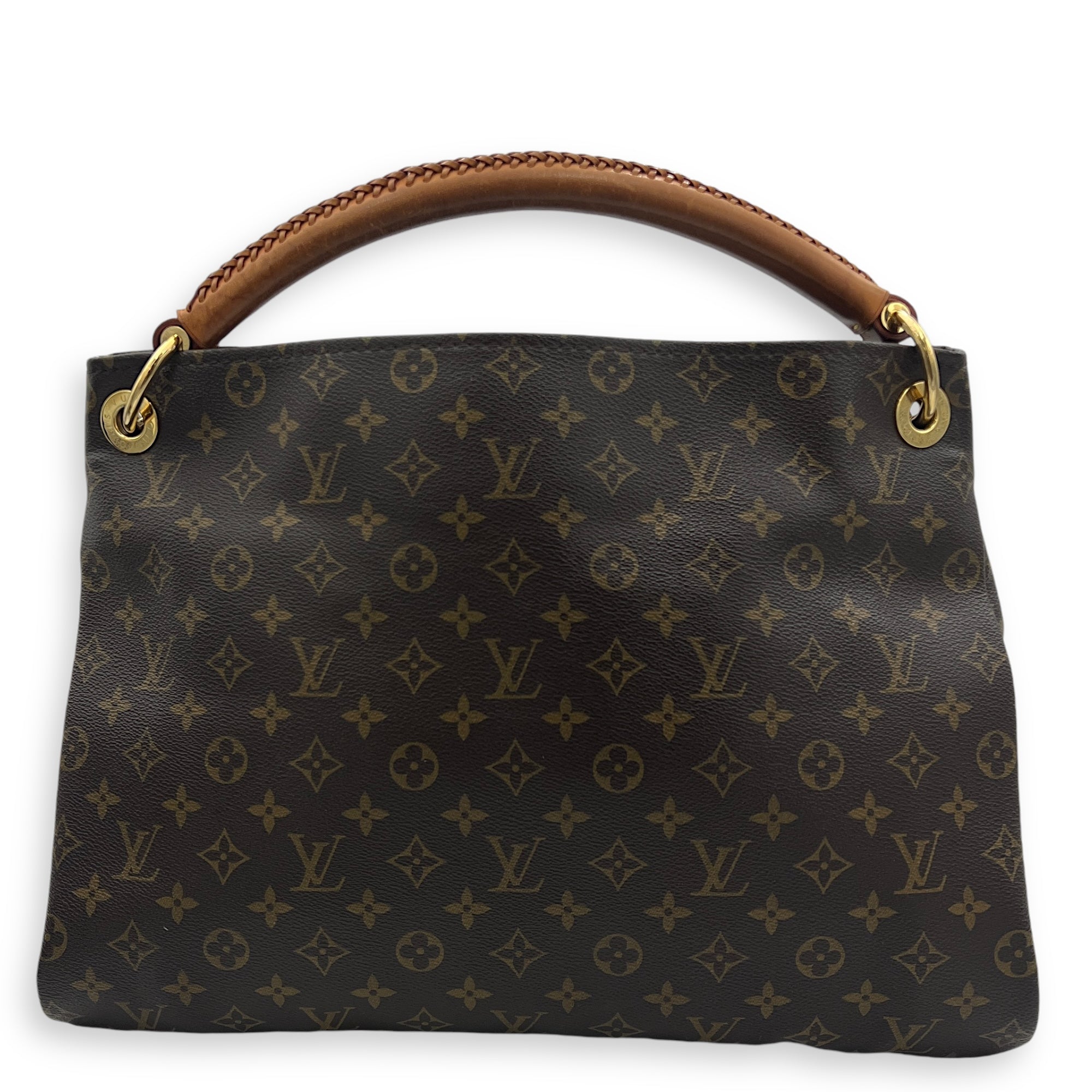 Artsy Top Handle Bag Brown in Monogram Coated Canvas, Gold hardware