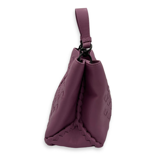 Intrecciato Top Handle Bag Purple in Nappa Leather, Ruthenium hardware