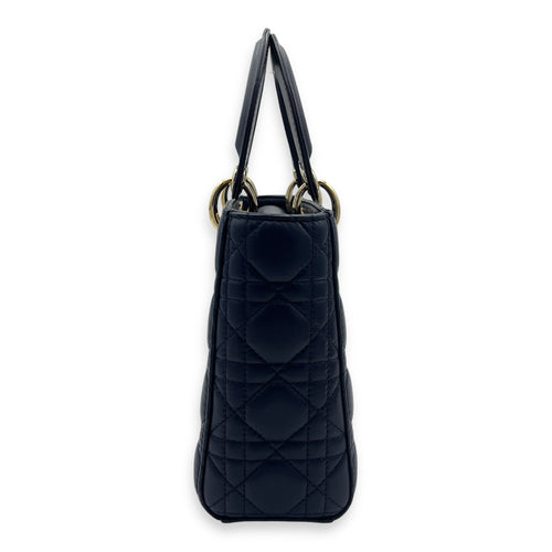 Lady Dior Small Blue Top Handle Bag in Lambskin, Gold hardware