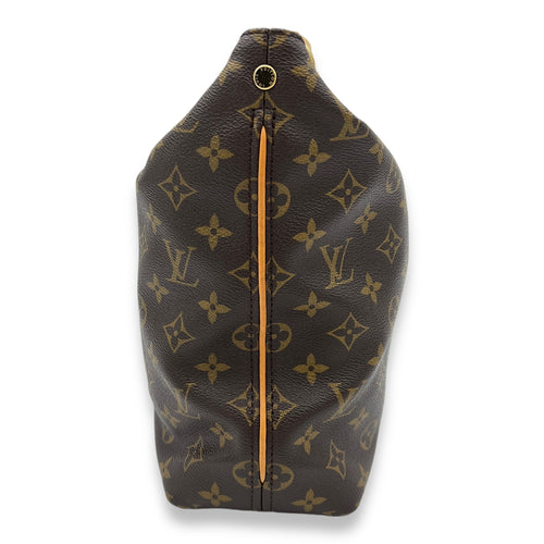 Sully PM Brown Shoulder Bag in Monogram Coated Canvas, Gold hardware