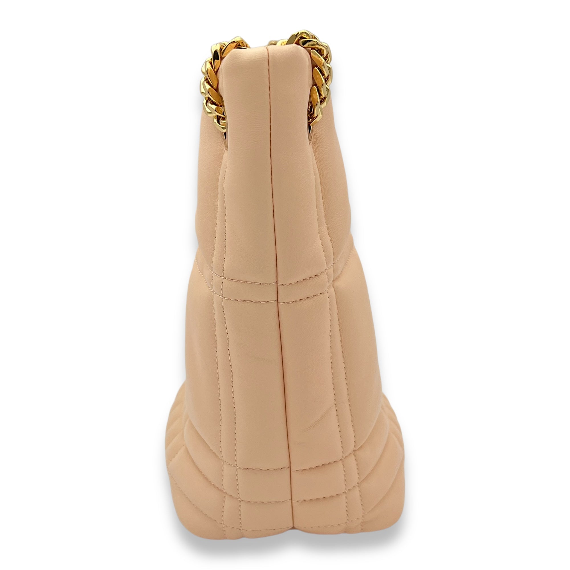 Lola Beige Bucket Bag in Lambskin, Gold hardware