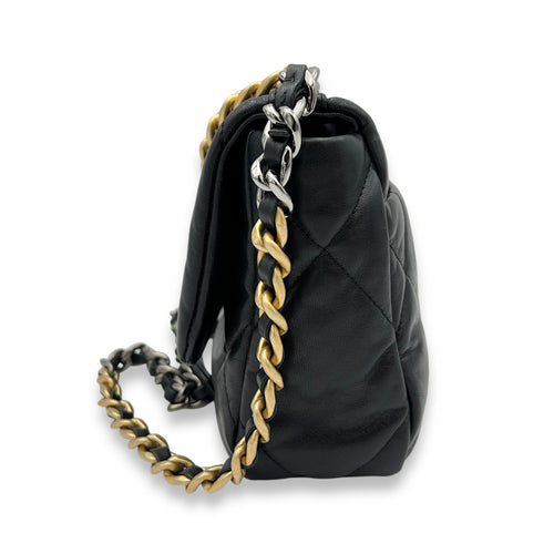 C19 Small Black Shoulder Bag in Lambskin, Mixed hardware