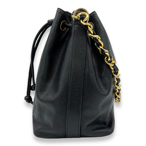 Timeless CC Black Bucket Bag in Caviar Leather, Gold hardware