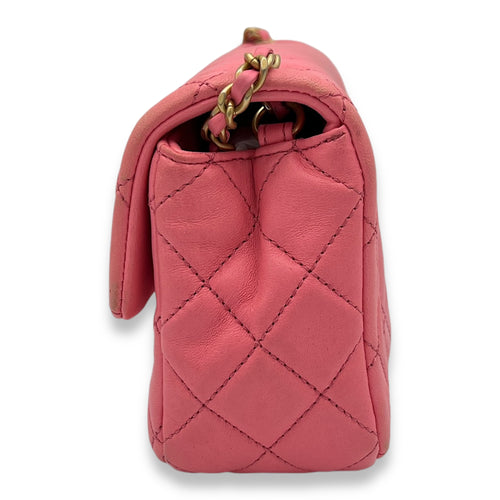 Quilted Pearl Crush Shoulder Bag Pink in Calfskin, Gold hardware