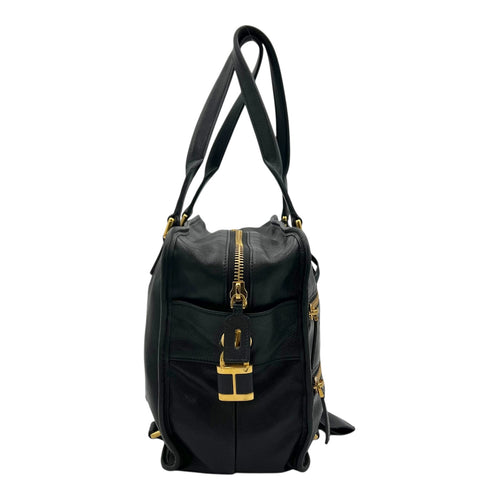 30 Montaigne Top Handle Bag Black in Calfskin, Gold hardware