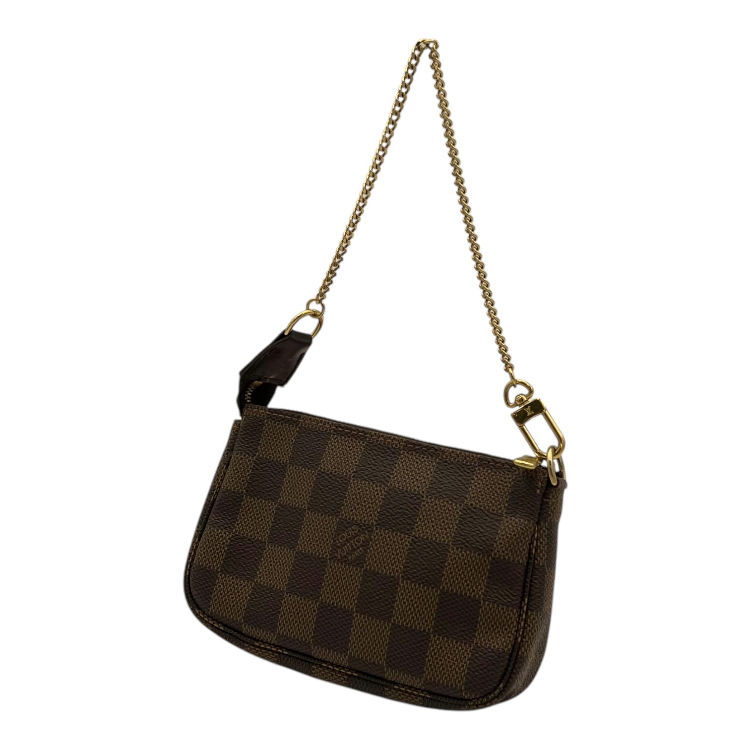 Pochette Clutch Mini Brown in Monogram Coated Canvas, Gold hardware