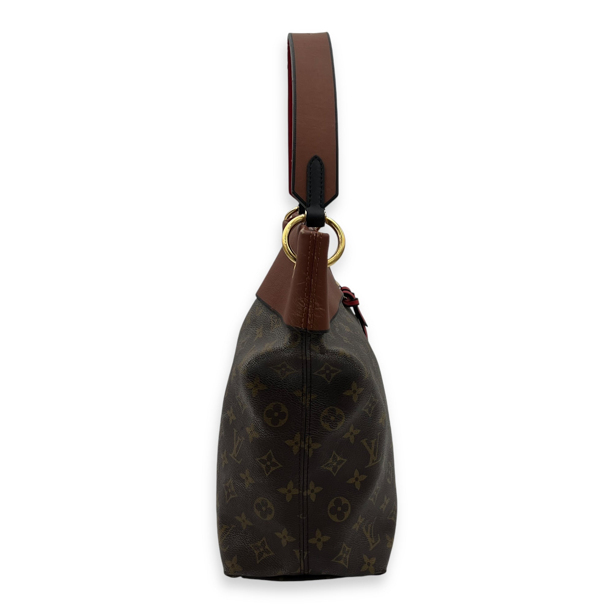 Tuileries Besace Brown Top Handle Bag in Monogram Coated Canvas, Gold hardware