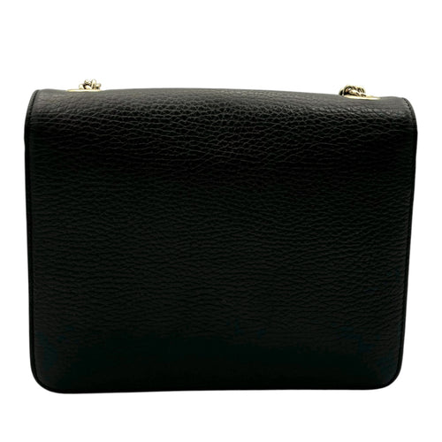 Interlocking G Shoulder Bag Black in Calfskin, Gold hardware