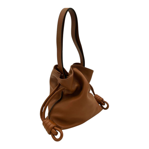 Flamenco Tan Shoulder Bag in Calfskin, Silver hardware