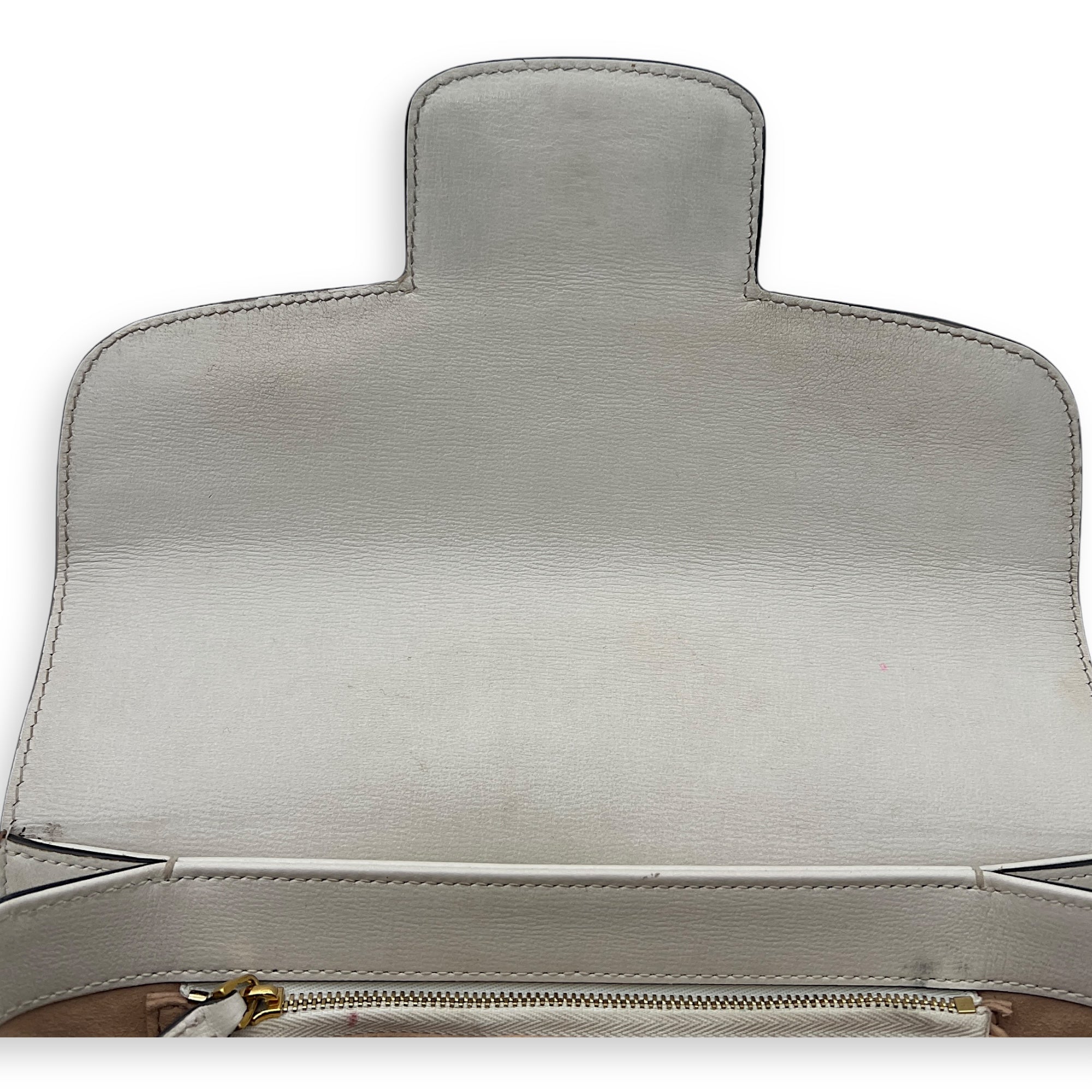 Horsebit 1955 Shoulder Bag White in Coated Canvas, Gold hardware