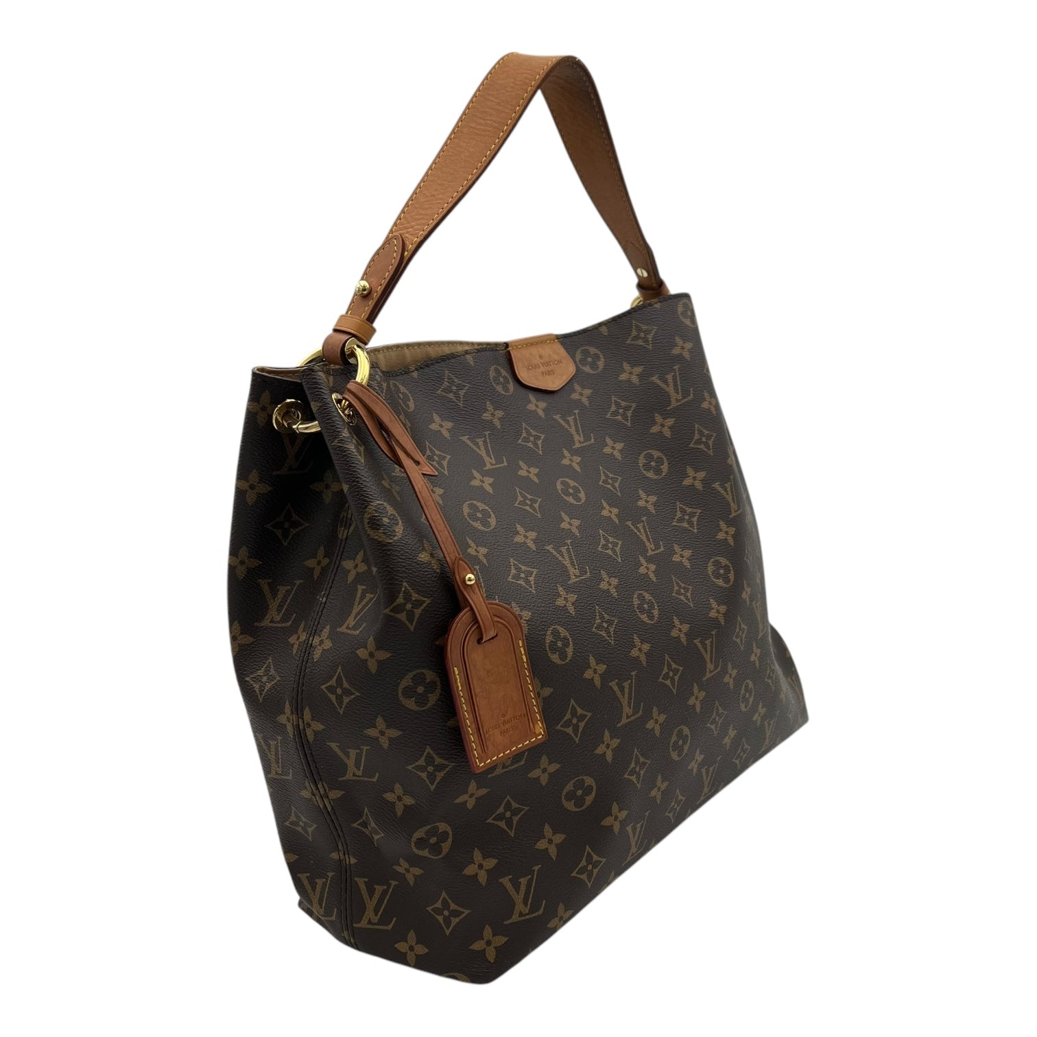 Graceful Shoulder Bag MM Brown in Monogram Coated Canvas, Gold hardware