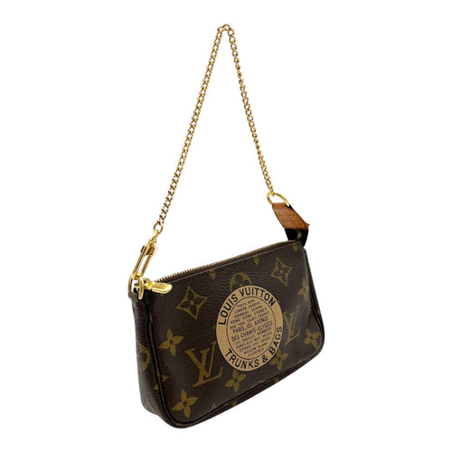 Pochette Accessoires Shoulder Bag Mini Brown in Monogram Coated Canvas, Gold hardware