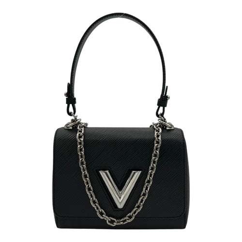 Twist PM Black Shoulder Bag in Epi Leather, Silver hardware