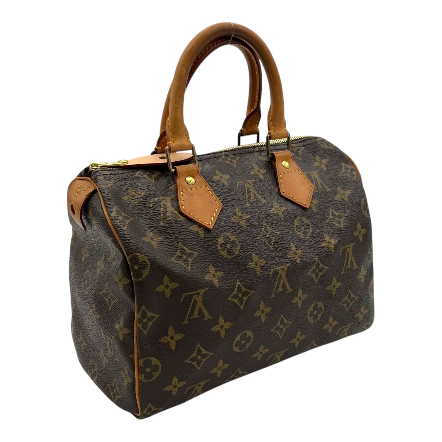 Speedy Top Handle Bag 25 Brown in Monogram Coated Canvas, Gold hardware