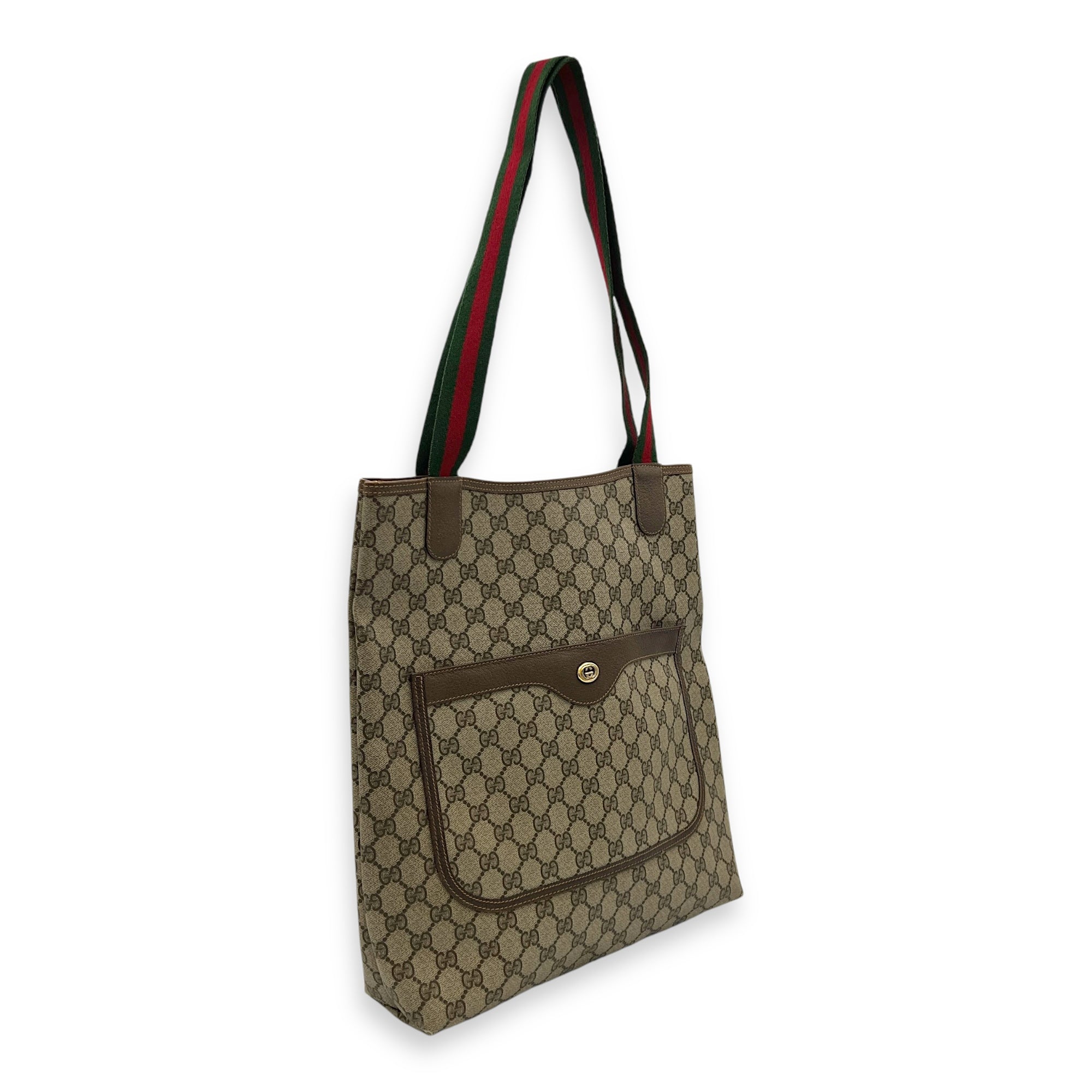 Web Black Tote Bag in Coated Canvas, Gold hardware