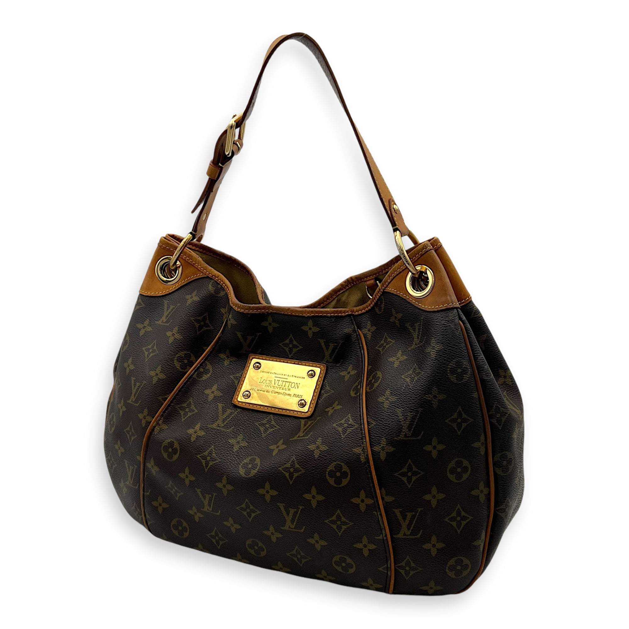 Galleria Shoulder Bag Brown in Monogram Coated Canvas, Gold hardware