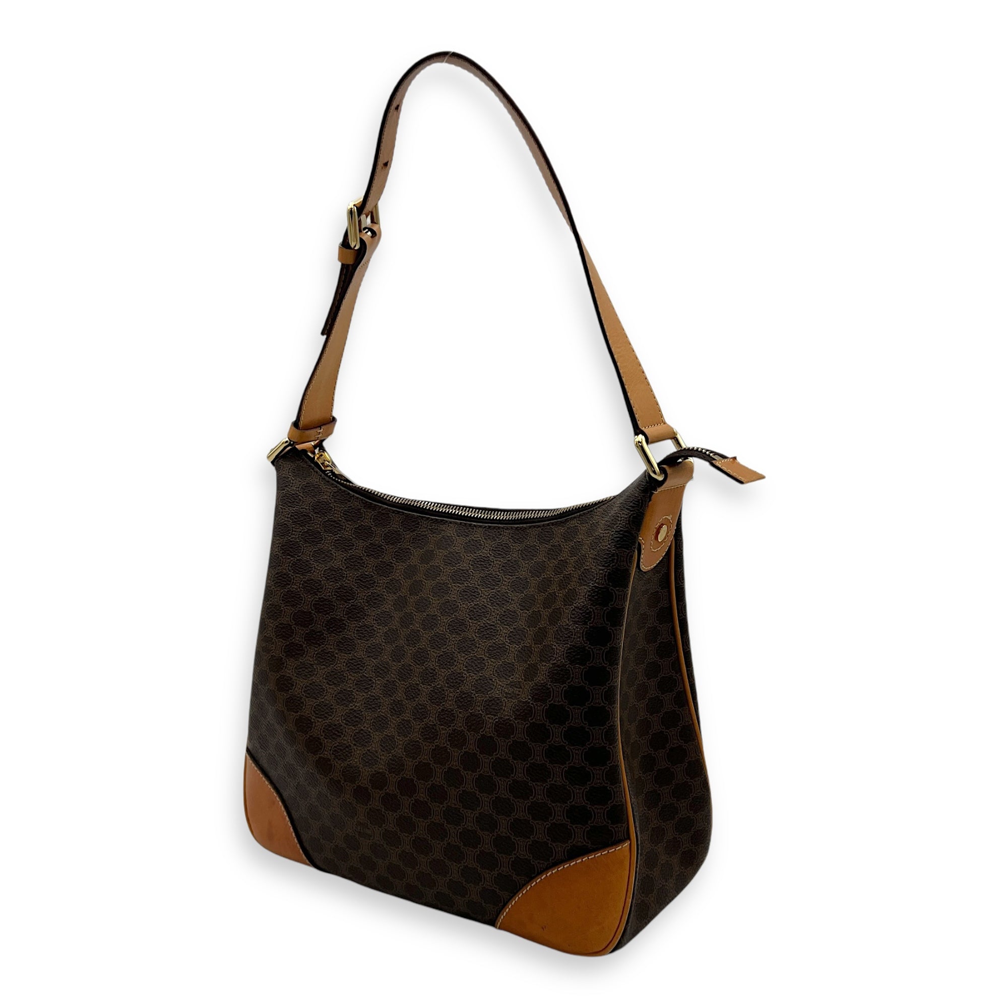 Macadam Shoulder Bag Brown in Coated Canvas, Gold hardware