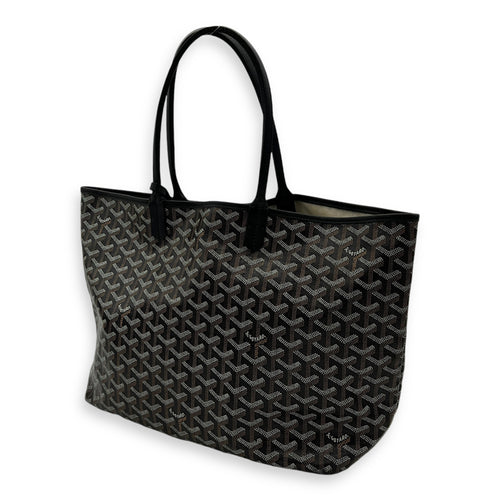 Saint Louis Tote Bag PM Black in Coated Canvas, Silver hardware