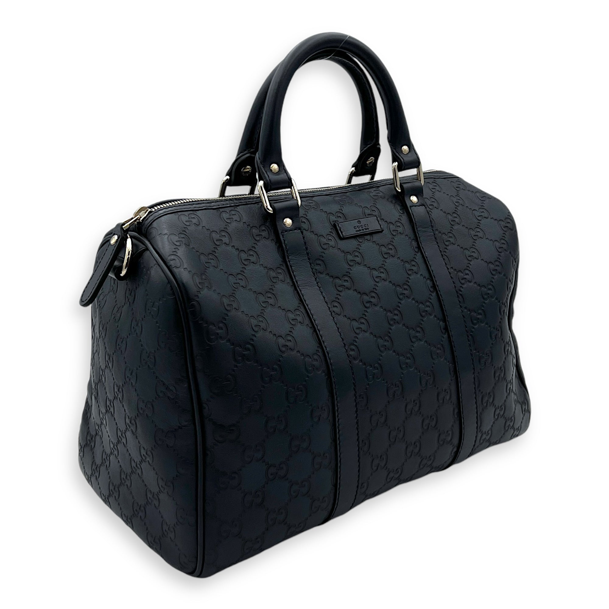 Guccissima Top Handle Bag Blue in Calfskin, Silver hardware