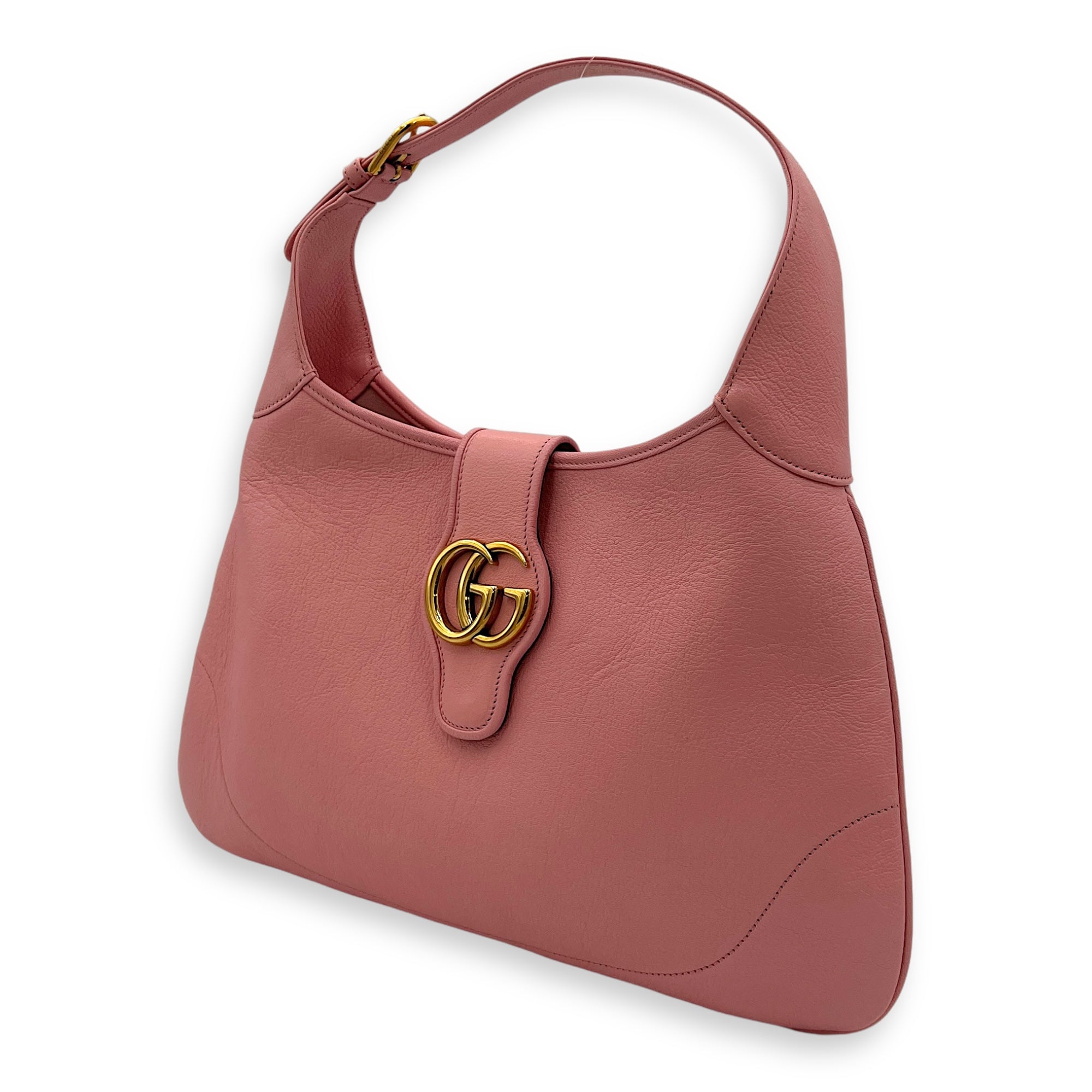 Aphrodite Pink Shoulder Bag in Goat Leather, Gold hardware