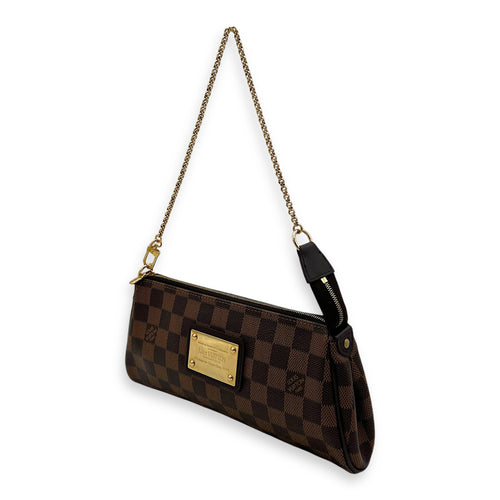 Eva Crossbody Bag Damier Ebene in Coated Canvas, Gold hardware