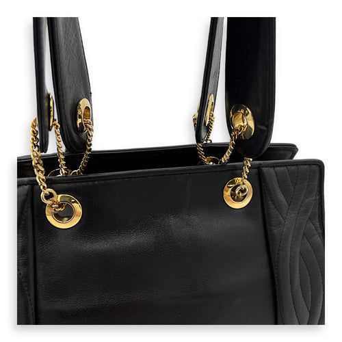 Vintage Top Handle Bag Black in Lambskin, Gold hardware