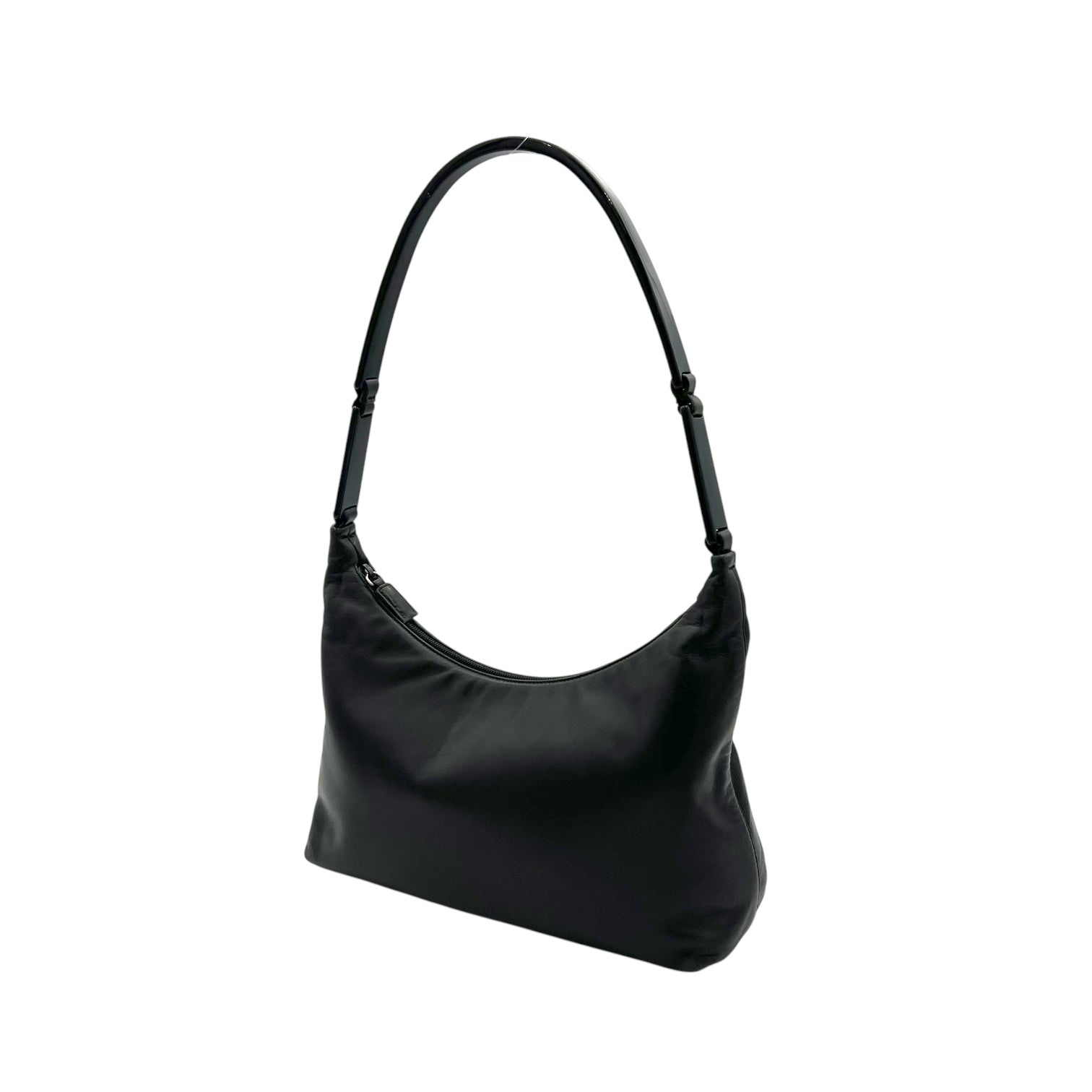 Logo Shoulder Bag Black in Calfskin, Silver hardware