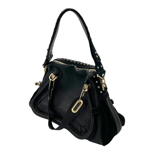 Paraty Shoulder Bag Black in Calfskin, Gold hardware