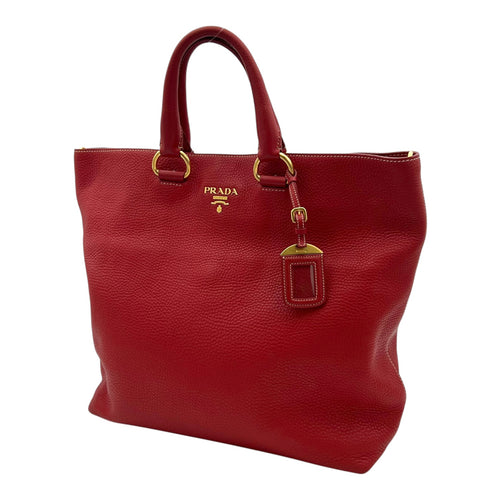 Logo Top Handle Bag Red in Calfskin, Gold hardware