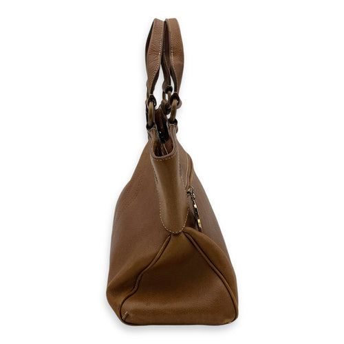 Marcello Shoulder Bag Brown in Calfskin, Gold hardware