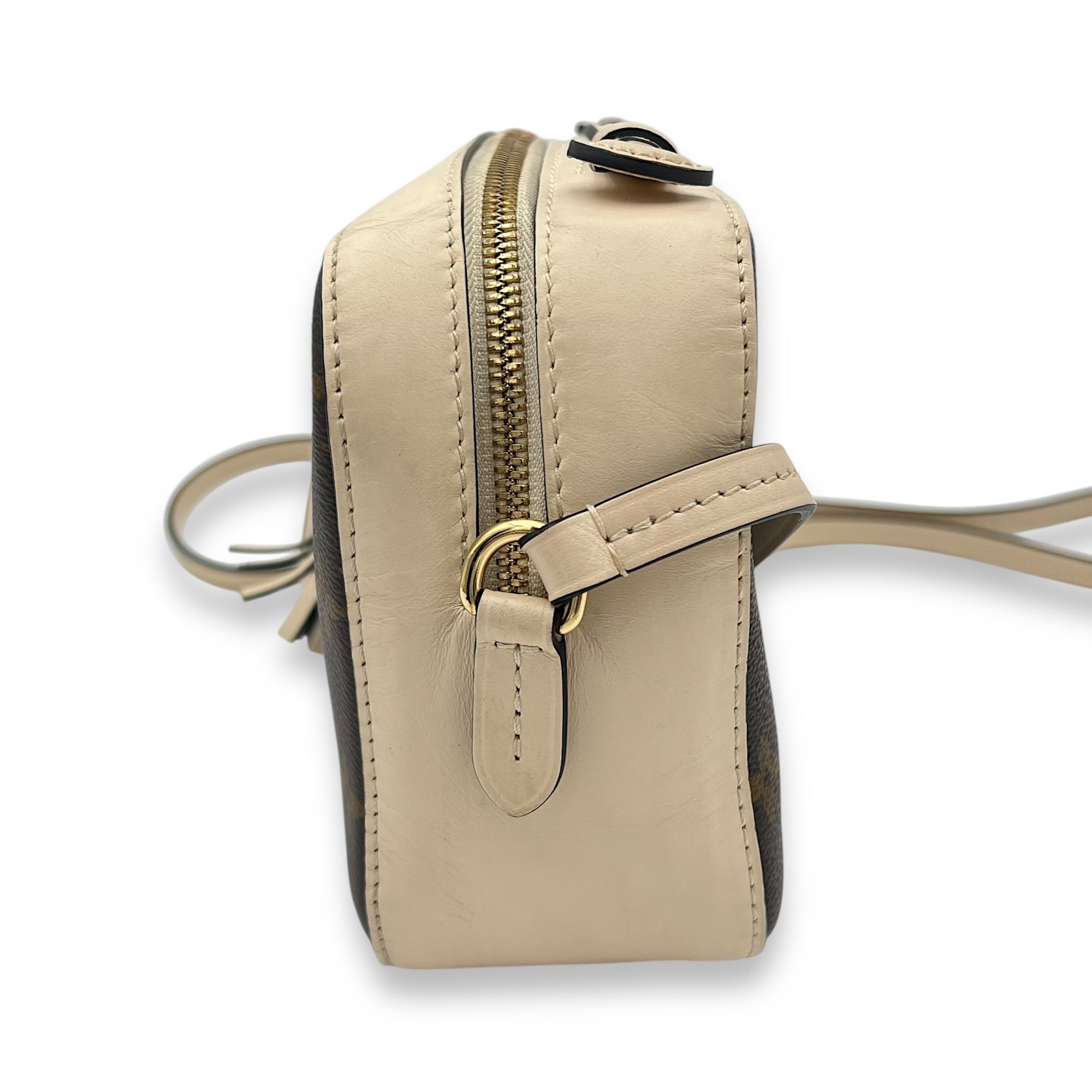 Saintonge Crossbody Bag Brown in Monogram Coated Canvas, Gold hardware