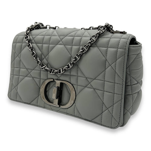Caro Medium Grey Shoulder Bag in Lambskin, Silver hardware