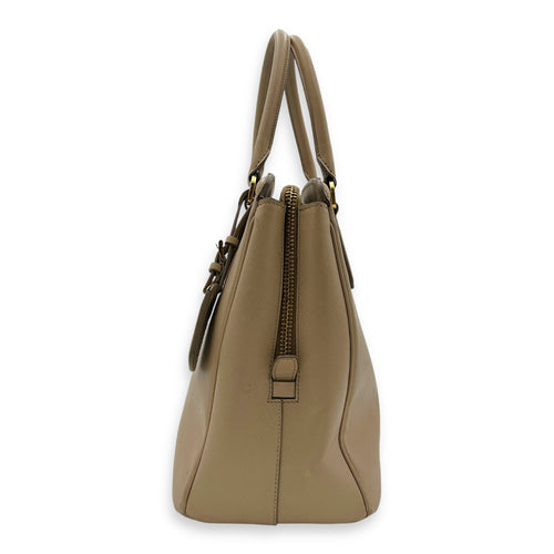 Triangle Top Handle Bag Beige in Calfskin, Gold hardware