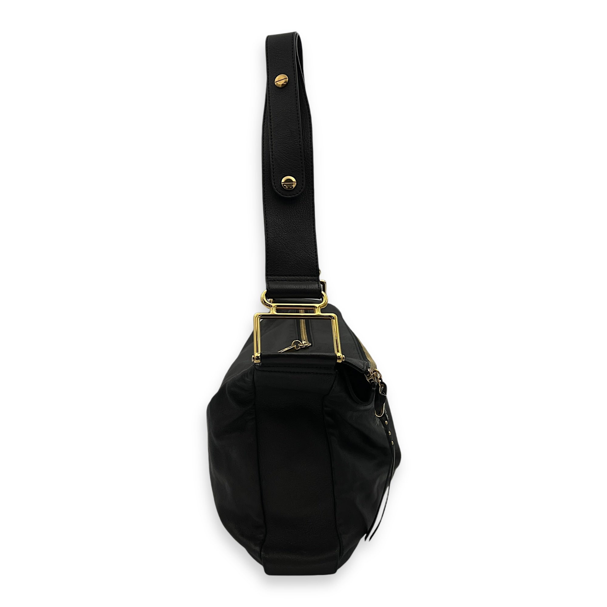 Vanessa Shoulder Bag Black in Calfskin, Gold hardware