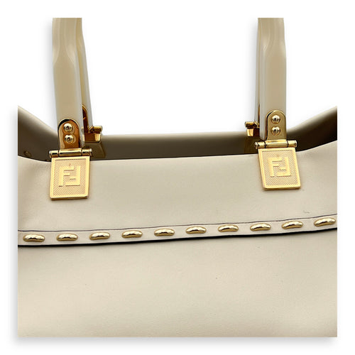 Sunshine Top Handle Bag Beige in Calfskin, Gold hardware