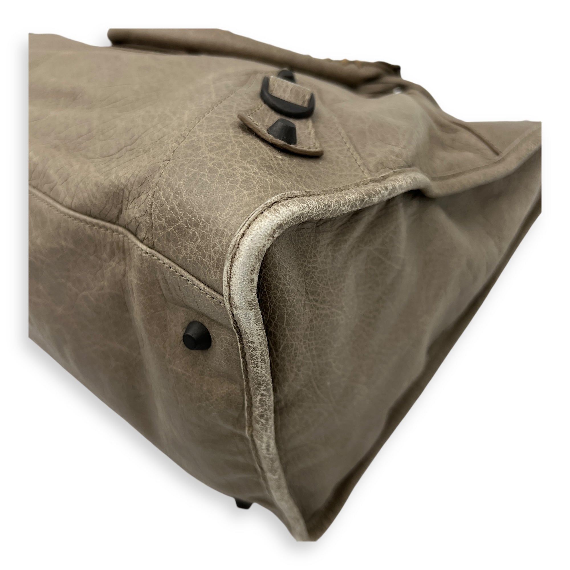 Work Top Handle Bag Brown in Distressed Leather, Gunmetal hardware