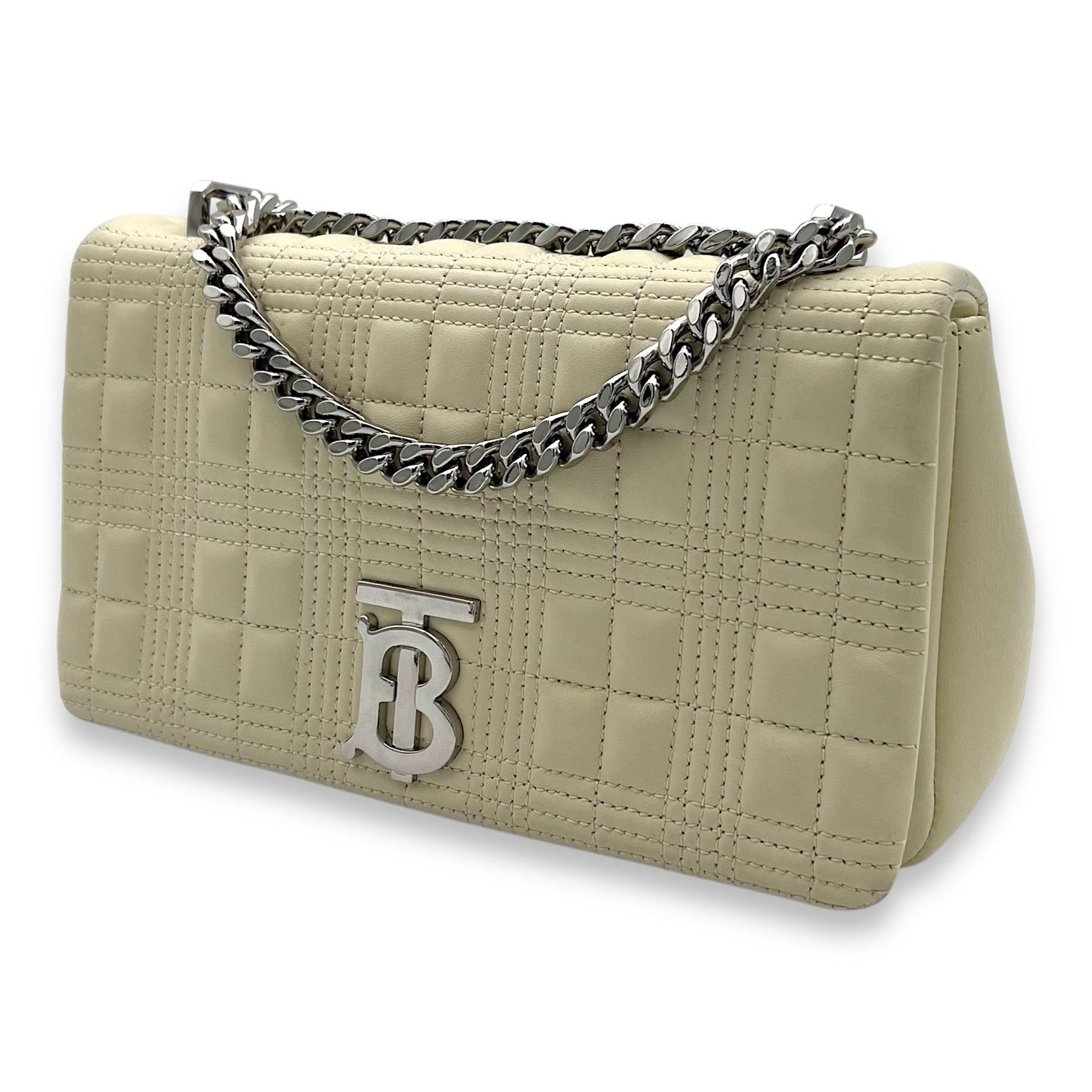 Lola Shoulder Bag White in Calfskin, Silver hardware