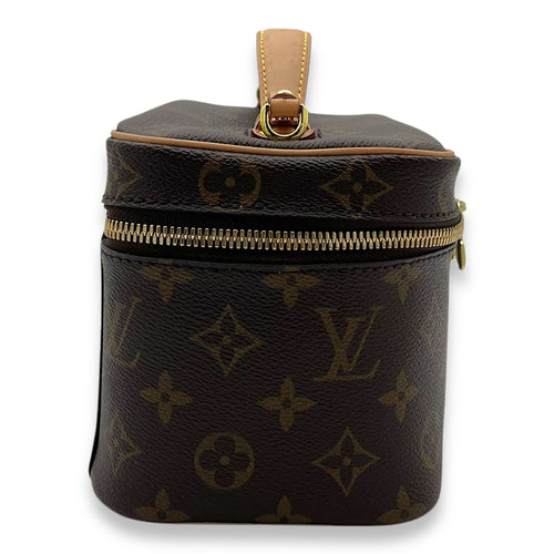 Nice Mini Brown Top Handle Bag in Monogram Coated Canvas, Gold hardware